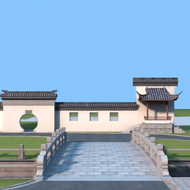 新中式桥3D模型